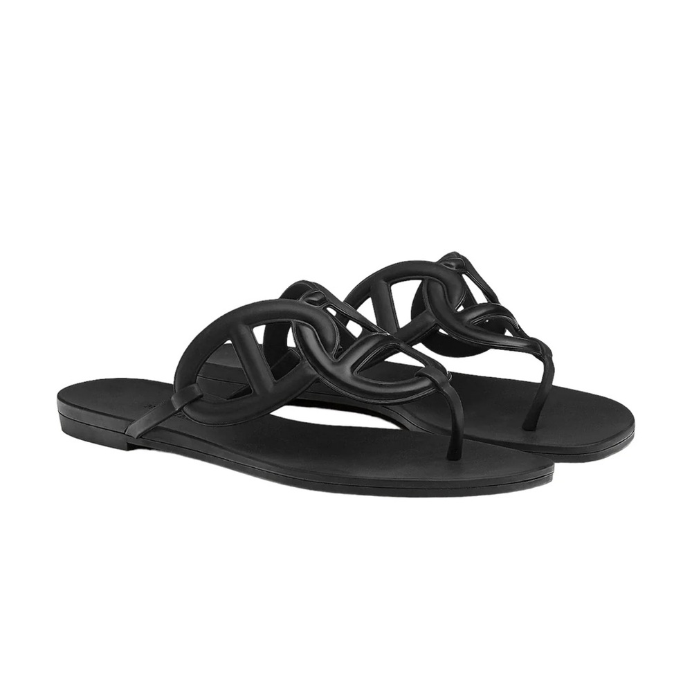 Hermes Egerie Sandal Noir Black Size 40 (fits an 8.5)